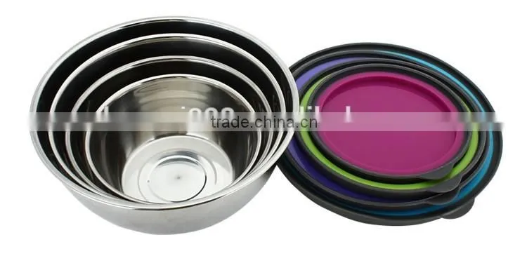 high quality food storage box/stainless steel mixing bowl set/salad bowl set metal with lid