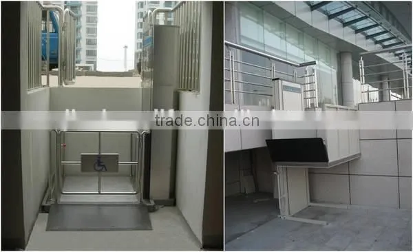 Wheelchair lift platform with no obstacle for special use with CE