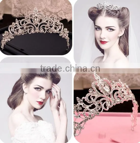Gorgeous Sparkling Silver Big Wedding Diamante Pageant Tiara Hairband Crystal Bridal Crown For Bride