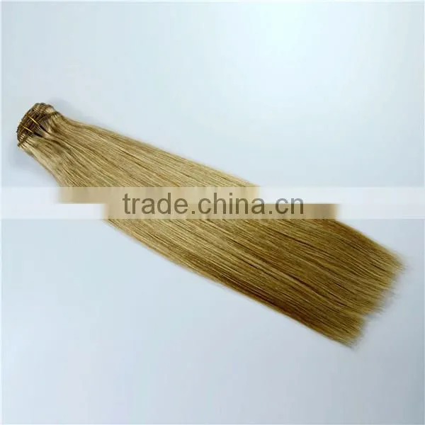 Supply mongolian hair russian hair double weft clip in human hair extensions 300g