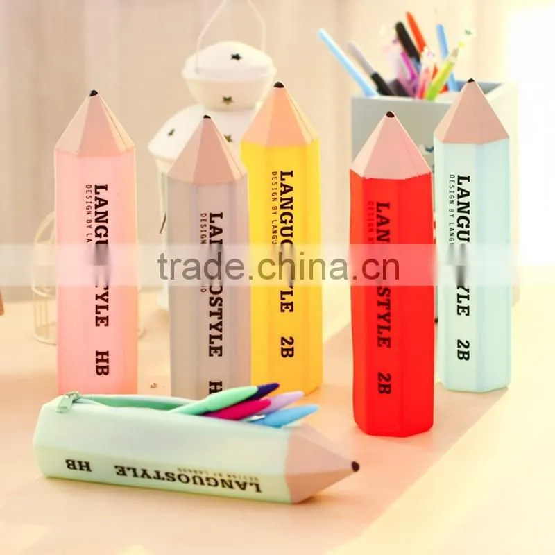 Multi color silicone pencil case pen bag