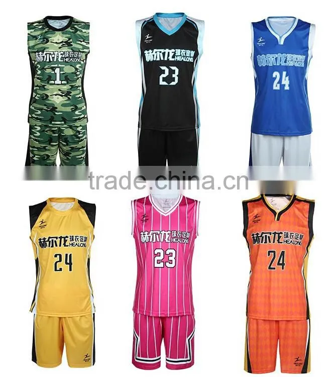 2015 fashionable 100% polyester sublimation basketball jersey black and yellow
