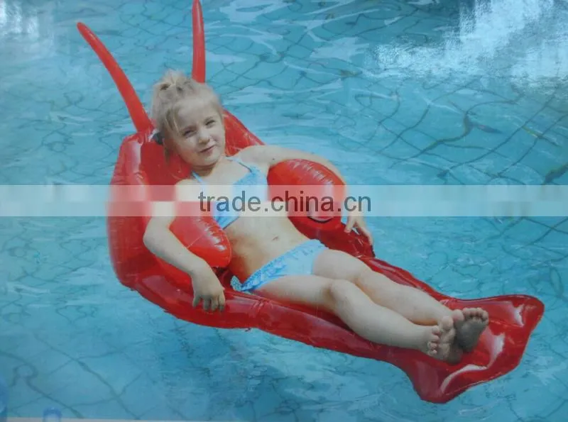 shrimp shape pvc inflatable baby water floating rider