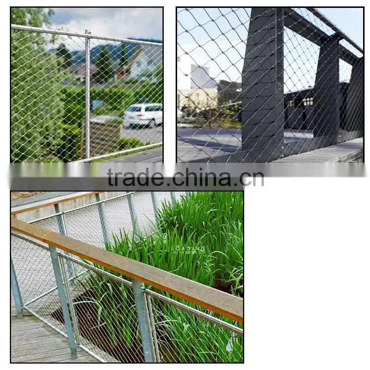 2mmx60mm X-tend flexible stainless steel wire mesh webnet railing stays with perimeter rope