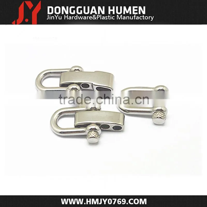 Stainless Steel d ring Shackle , adjustable survival shackle with adjuster bar