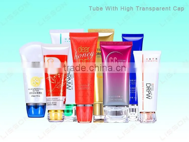 BB cream plastic tube with acrylic cap cosmetic tube