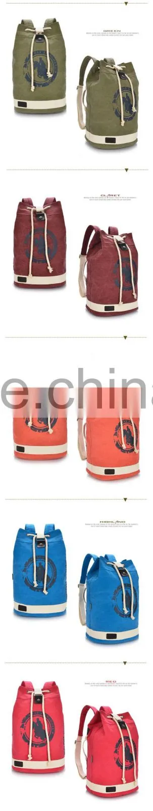 wholesale custom your logo unisex green drawstring canvas backpack