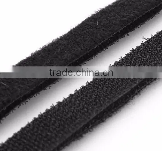 Black reusable back to back hook and loop wire cable tie