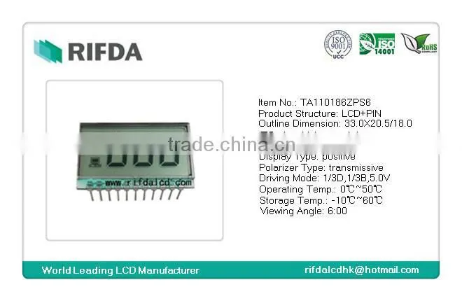 TN 3 digit lcd 7 segment display