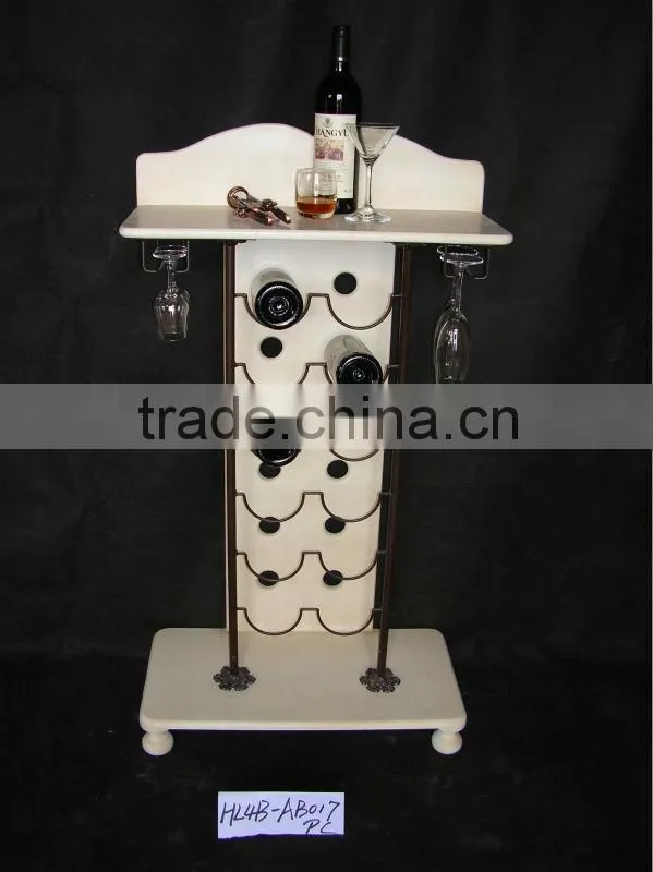 French country style classic shabby chic wood wine shelf for living room