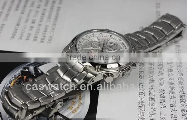 Classic mens stainless steel big case watch 5ATM water resistant chronograph watch