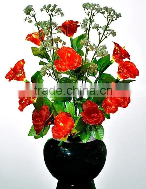 Very best sale LED Fiber optic rose Flowers in Red color /LED fiber optic flower light in different style with CE