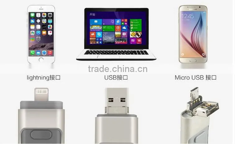3 IN 1 100% real capacity aprroved MFI certification usb 3.0 custom Ultra Slim cheap mini 16GB 32gb 64GB U Disk usb flash drive