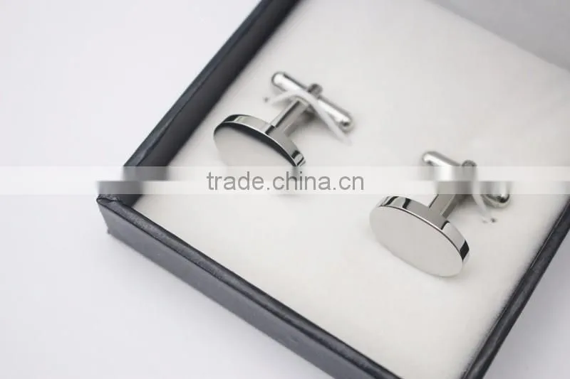 Personalized Your Logo Sliver Oval Blank Cuff Links