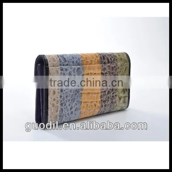 new arrival Genuine leather lady wallet, colorful crocodile leather wallet for wholesale