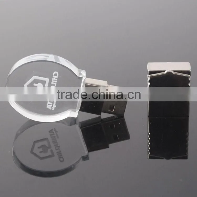 Promotional gift item acrylic material tranparent personalized laser engraving logo led light bulb shaped usb pen drive