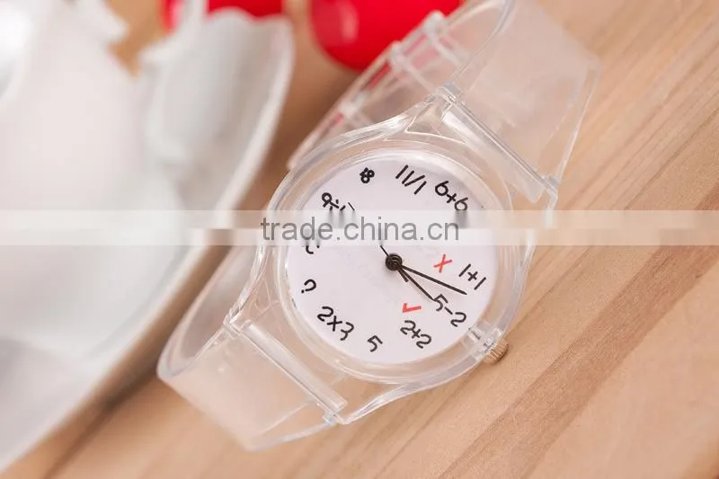 Stock!Wholesale Cheap New 2015 Fashion Korea Style High Quality Cute Rabbit Transparent Plastic Wrist Watch