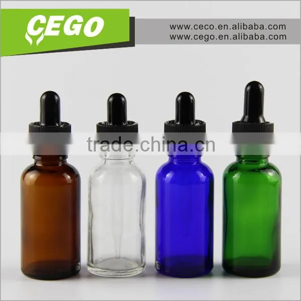 30 ml black ejuice amber clear round glass dropper bottle