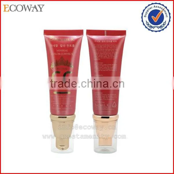 High class CC cream cosmetic tube with clear screw cap
