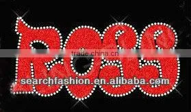 ross letter bling glitter with rhinestones transfer hot fix motif iron on cloth