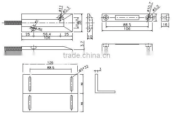 CE,ROHS Approved Magnetic contacts with L bracket NC wire door magnetic contact MS-55ZL
