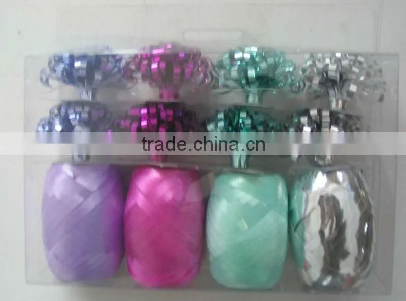 HOT SALE Mini Metallic Foil Poly Curly Gift Ribbon Bows Pack for Christmas Decorations