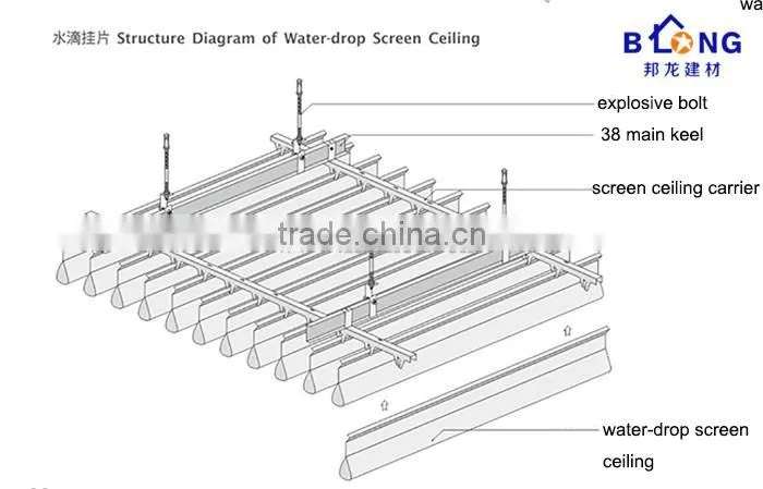 water drop aluminum screen ceiling,aluminum drip hanging film