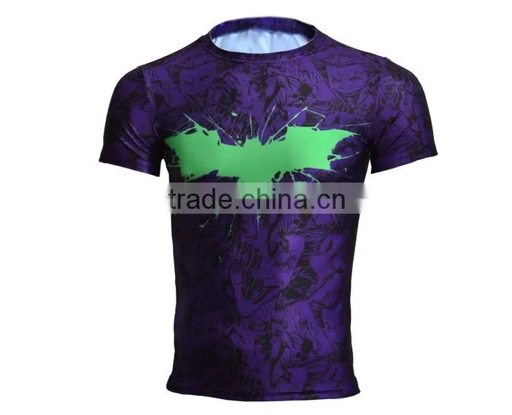 Marvel Men's Bat-man Pattern Tights Shirt Compression Fitness 3d Printed T Shirt Superhero Quick Dry Male Tops Brand Clothing