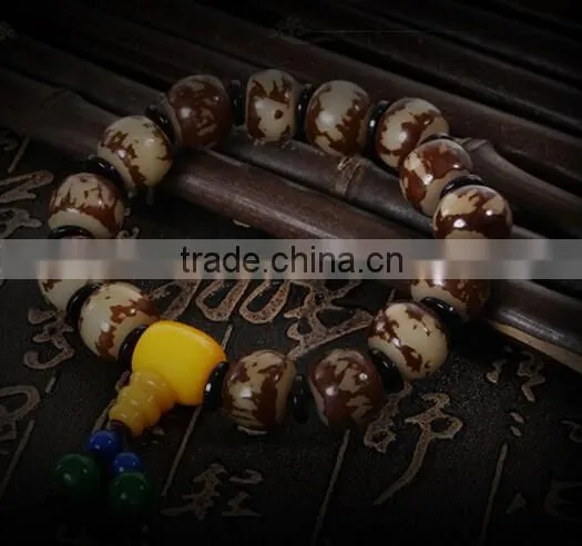 Tibetan Buddhism Flower Bodhi root Beeswax tassel Prayer Beads Bracelet