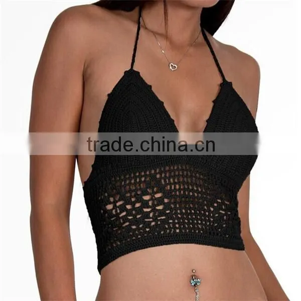 crochet handmade swimwear bikini top Bohemia style crochet bikini top