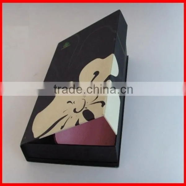 2014 wholesale black luxury folding Book Shape packaging customize gift Box