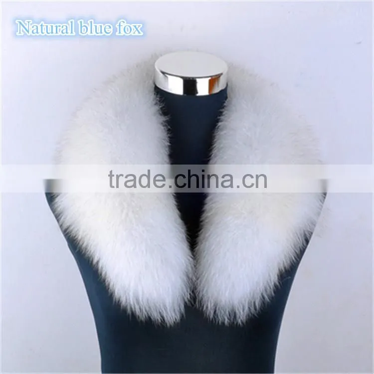 Big Genuine Detachable Black Fox Fur Shawl Collar for Women Leather Jacket
