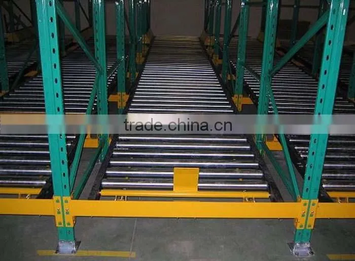warehouse picking system carton flow rack with gravity fed roller