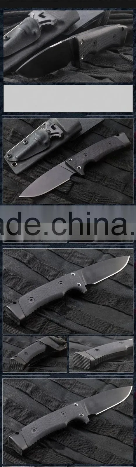 OEM D2 blade hunting survival knife with fire starter