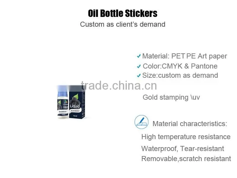 Electronic cigarette lable sticker printing with free sample wholesale in ShenZhen