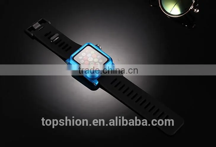 2016 hot new products for Apple watch silicone band wristband strap with aluminum metal case cover