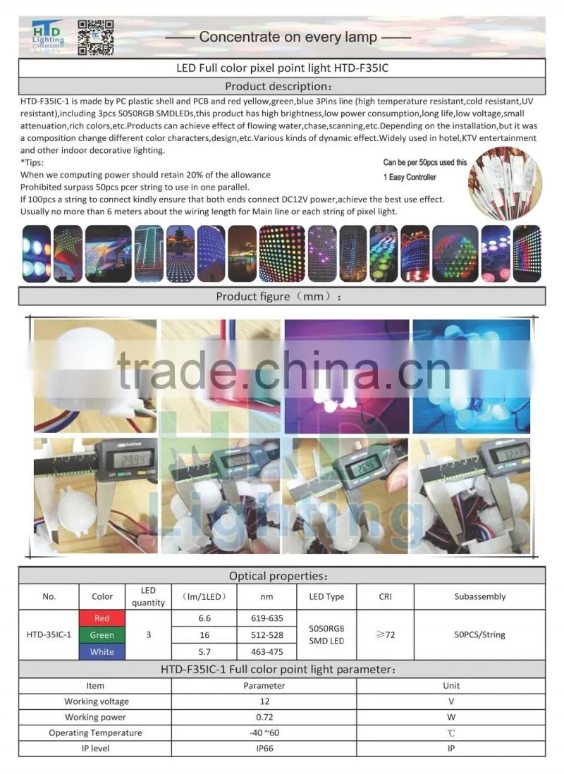 HTD-F35IC-1 5050SMD RGB 0.72w led point light source