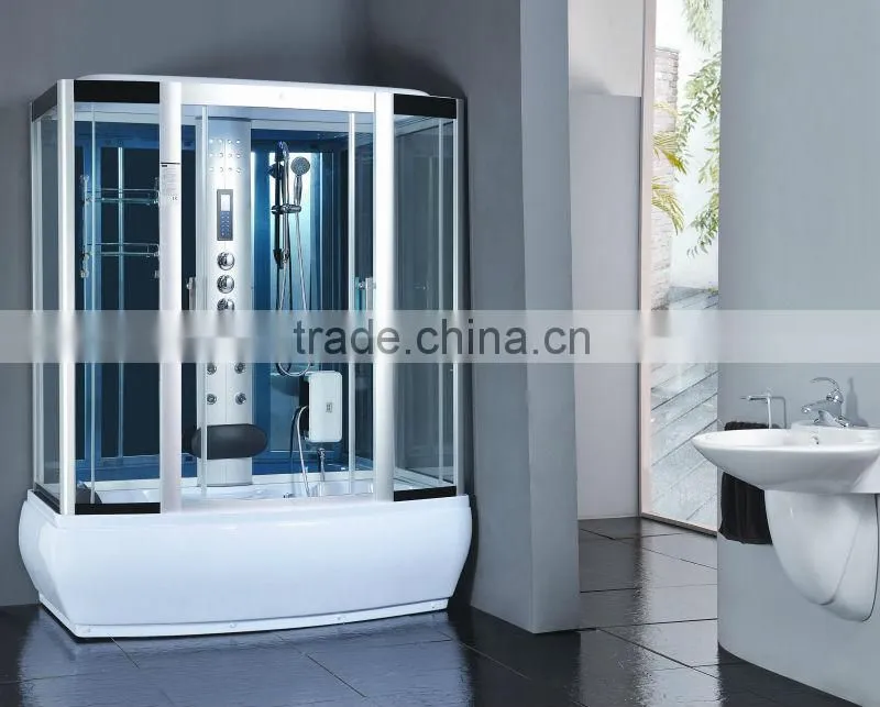 Cheap price aluminum alloy frame glass shower cubicle 6mm tempered glass shower cubicle two pivot doors glass shower cubicle