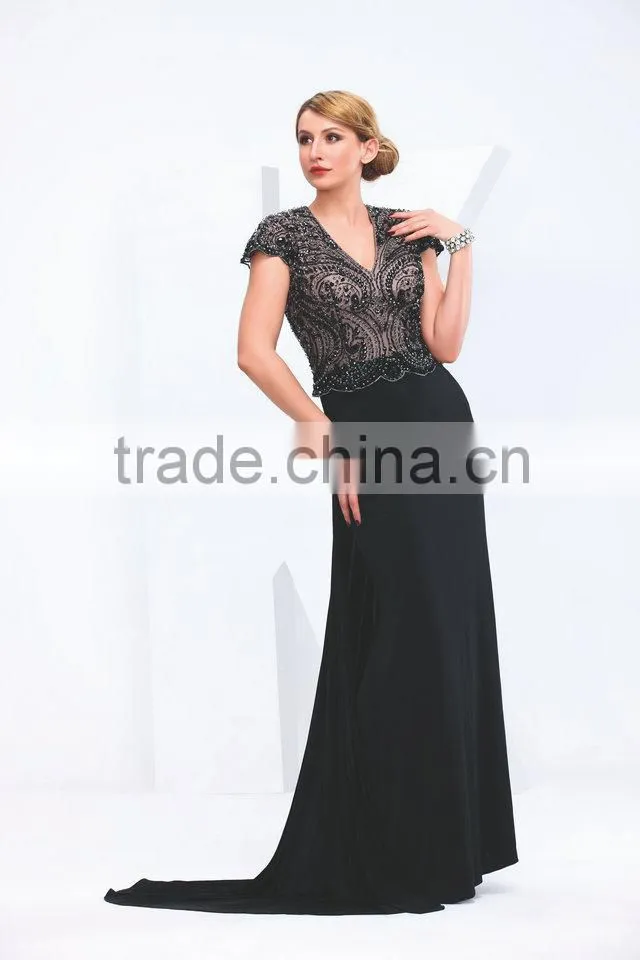 Elegant short sleeve V-neck fashion women dress new fashion dresses 2014