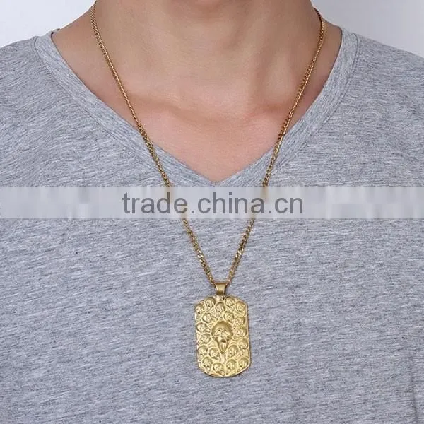 Men's Jewelry Gold Plating Skulls Pendant Necklace 2016 Punk