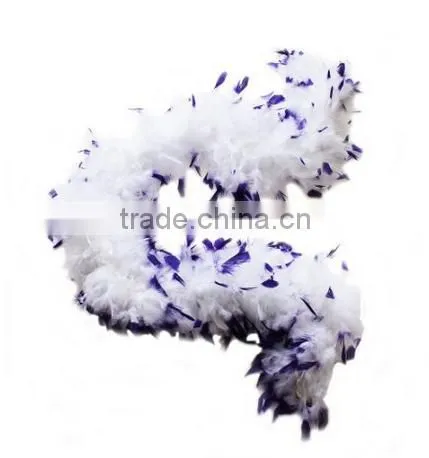 White Turkey Chandelle Feather Boas with Purple tips-party decoration