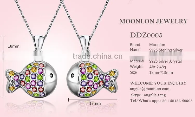 Hot Sale Popular Fish Jewelry With Colorful Gemstones Necklace Pendants