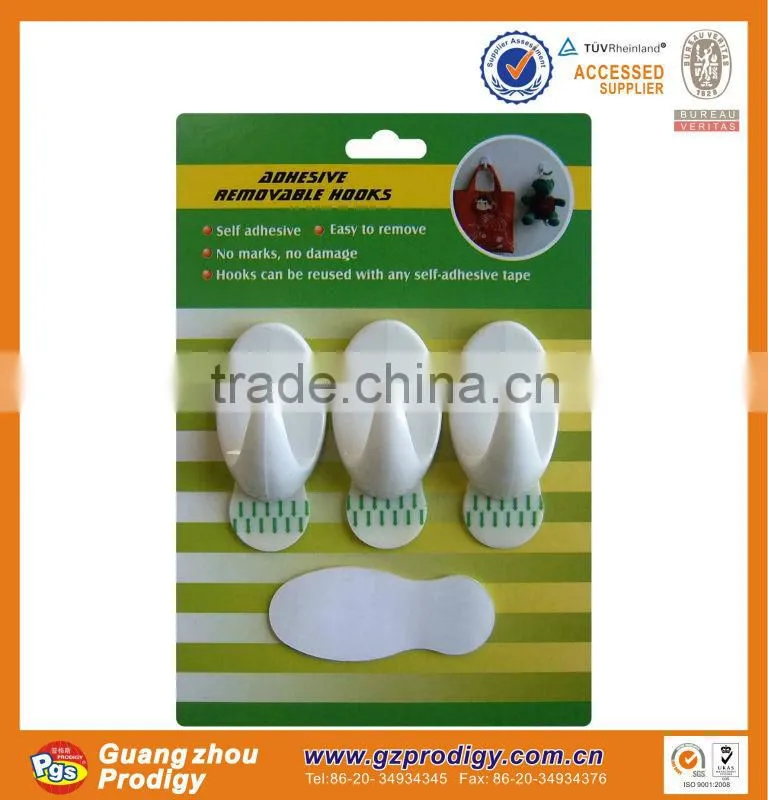 hot selling self-adhesive removable plastic wall clothes hanger hooks