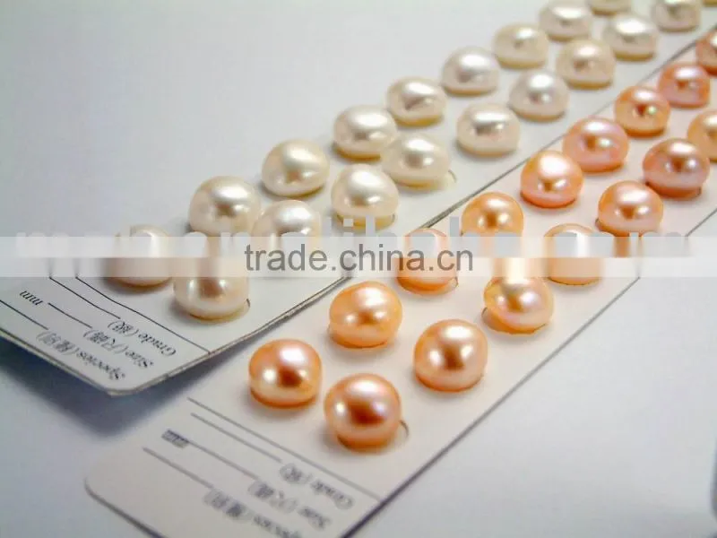Girl button shape freshwater pearl earrings studs