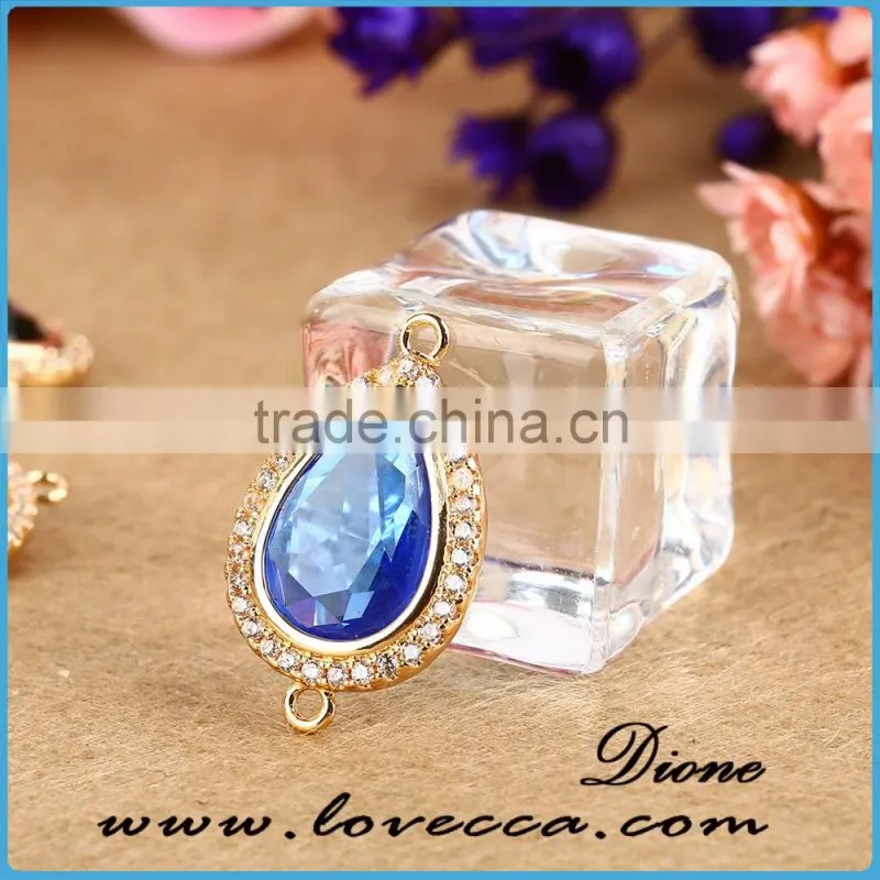 Crystal bezel blue stone pendant for earring ,Glass stone pendant whoesale