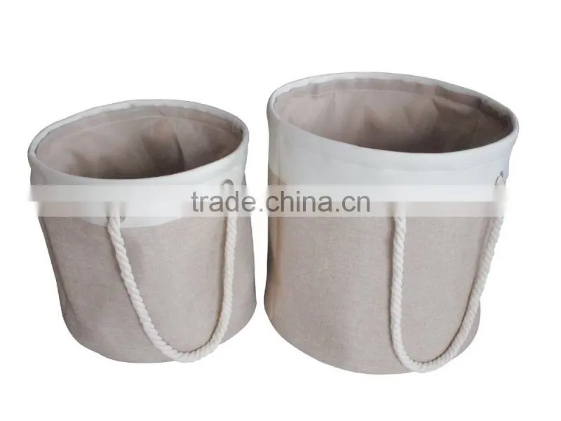 Household Round Foldable Polyester Laundry Basket With Handles