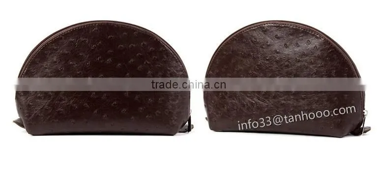 Women's cosmetic bag colorfull fashion Ostrich grain leather make-up bag manufacturer
