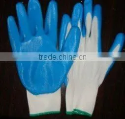 Nitril gloves 13G white nylon light blue nitirle coating gloves . safety gloves
