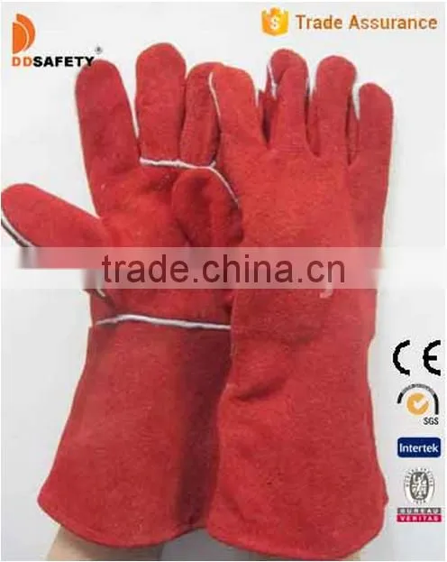 Red Cow Split AB Grade Full Llining And Palm Welding Gloves