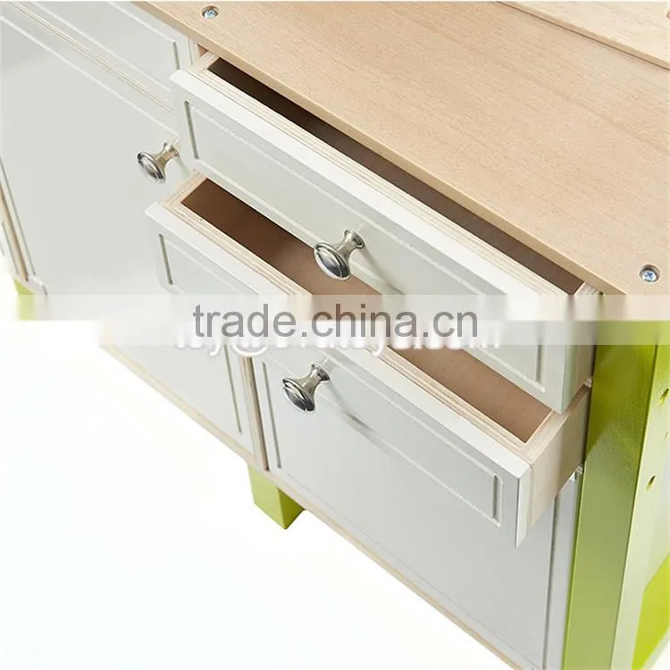 New design educational toys wooden children role play kitchen with accessories W10C280